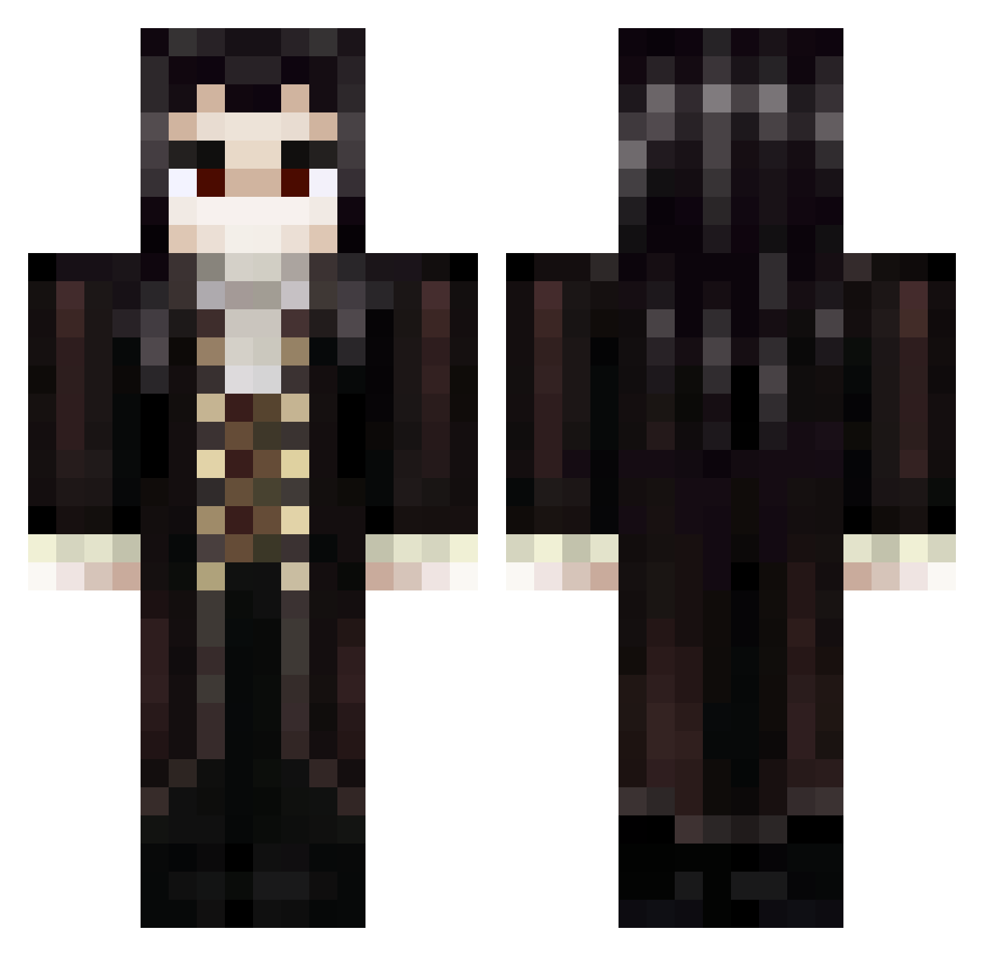 Zeosp Minecraft skin, front and back view