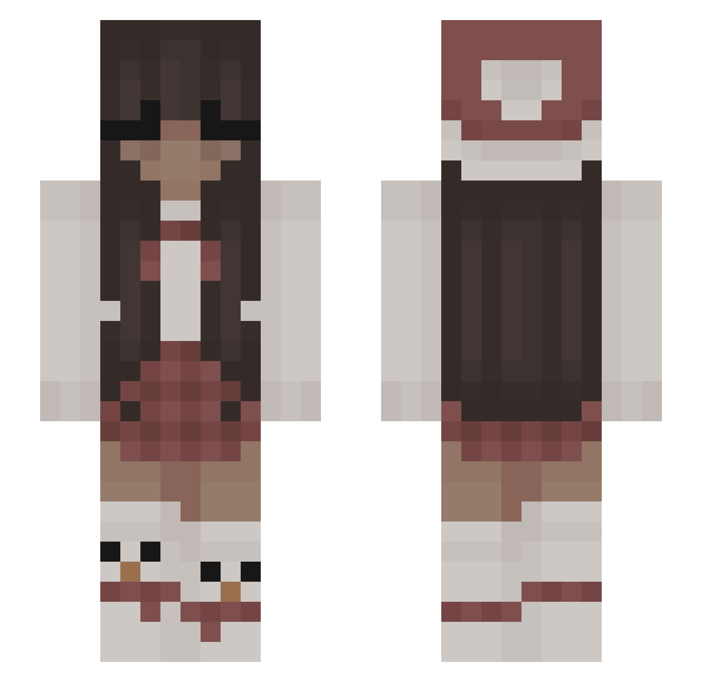 nadivia Minecraft skin, front and back view