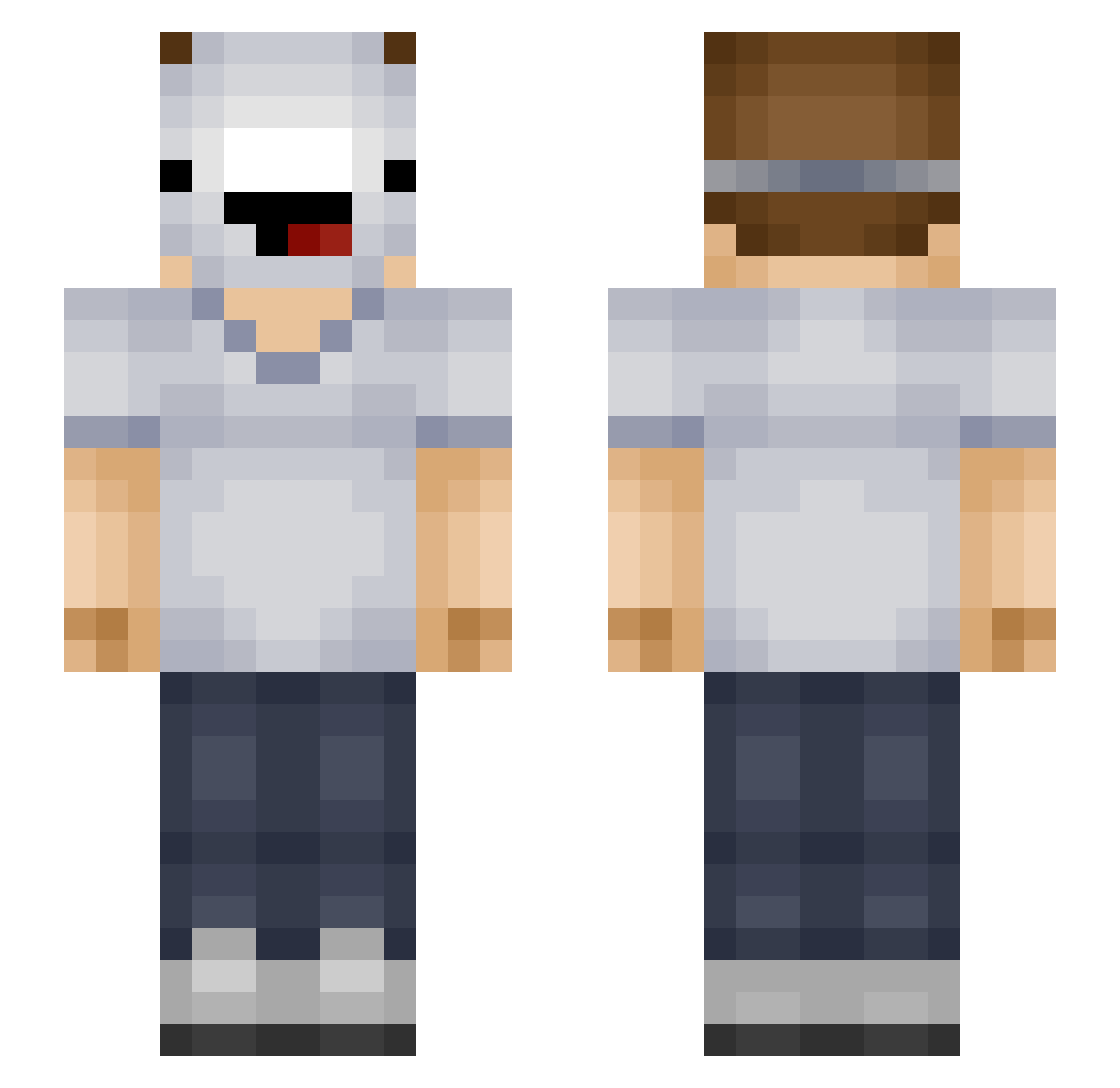 Squaxon Minecraft skin, front and back view