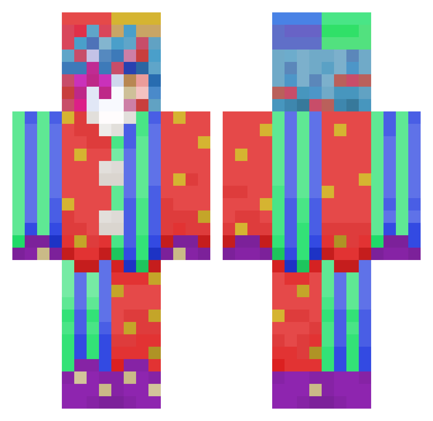TunaHarvey Minecraft skin, front and back view