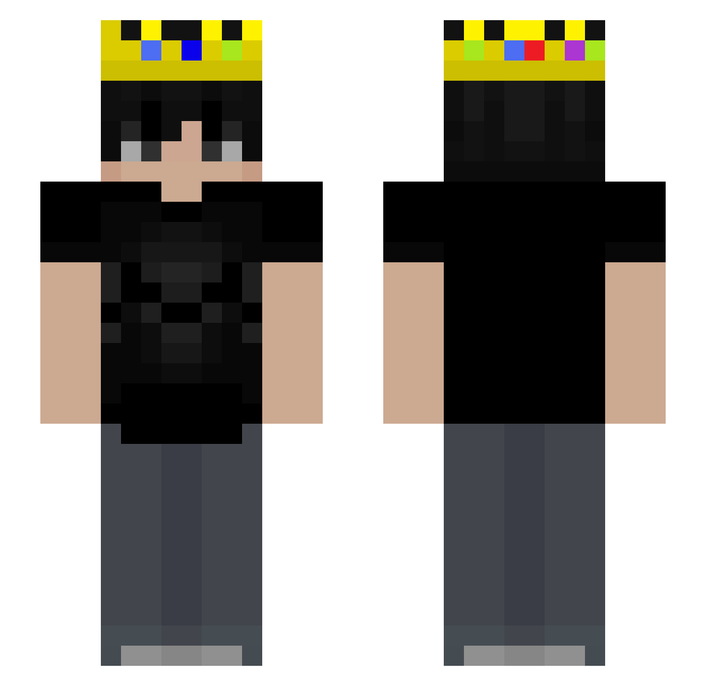 Unbolty Minecraft skin, front and back view