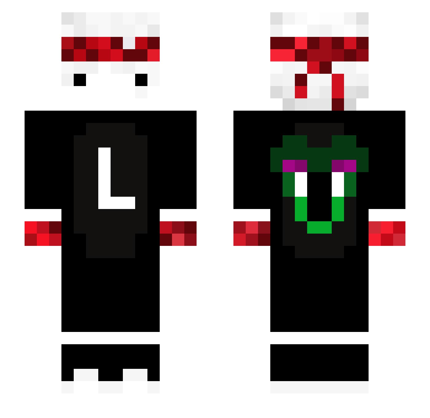 LE_e Minecraft skin, front and back view