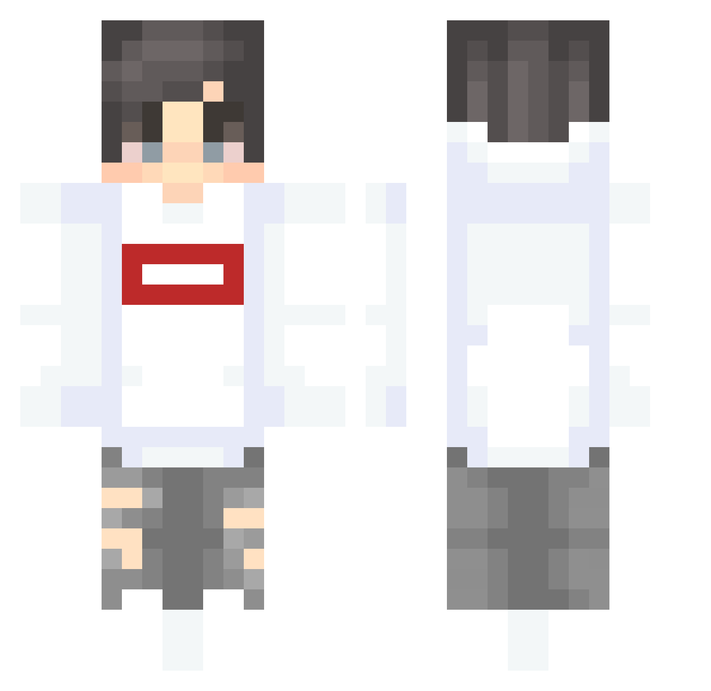 Tared Minecraft skin, front and back view
