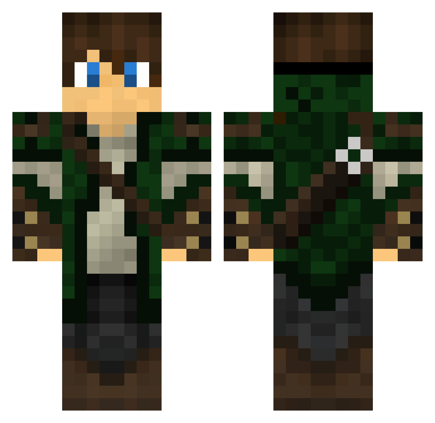 Unspired Minecraft skin, front and back view