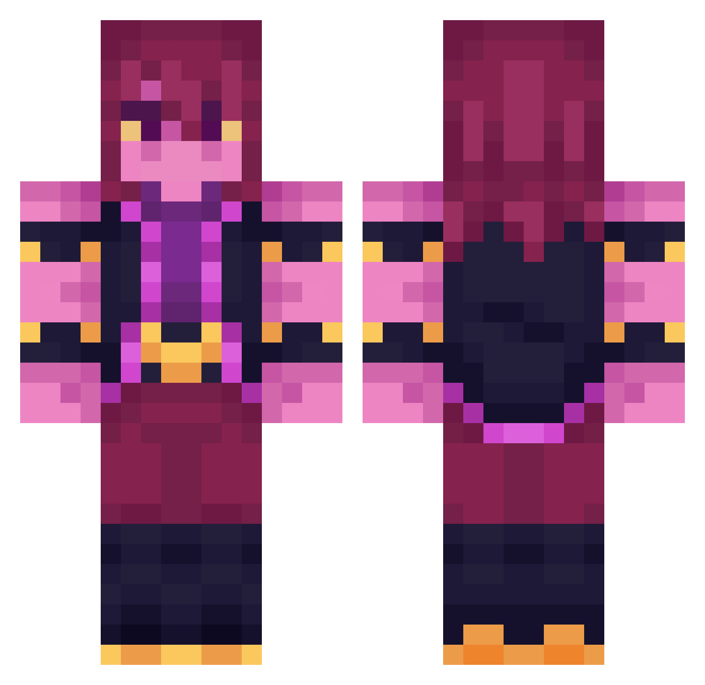 RavenTheMaid Minecraft skin, front and back view