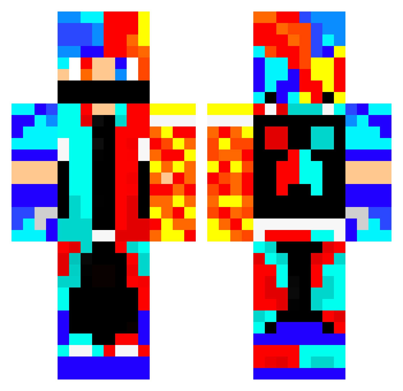 RaZZGD Minecraft skin, front and back view
