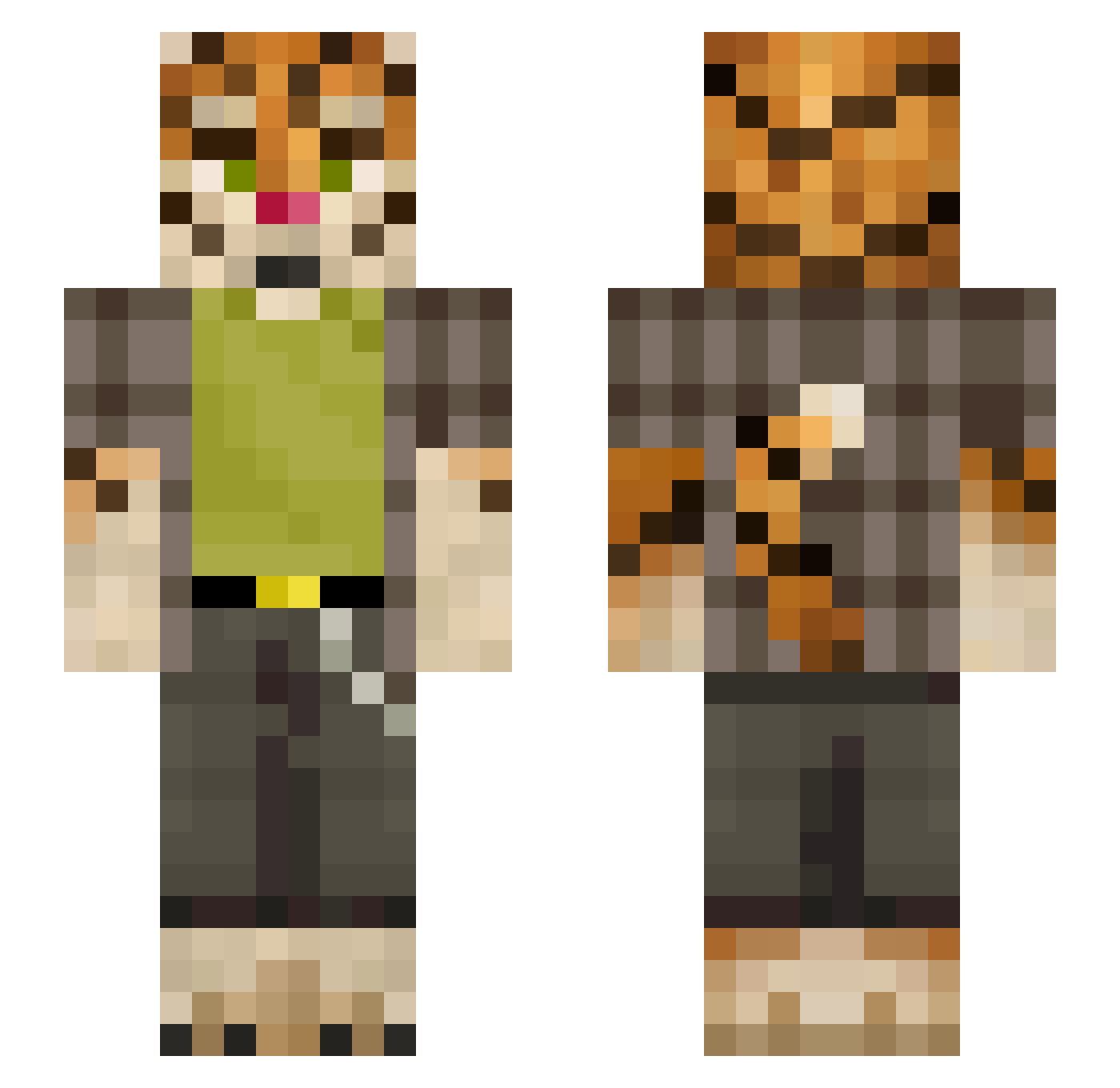 premedicated Minecraft skin, front and back view