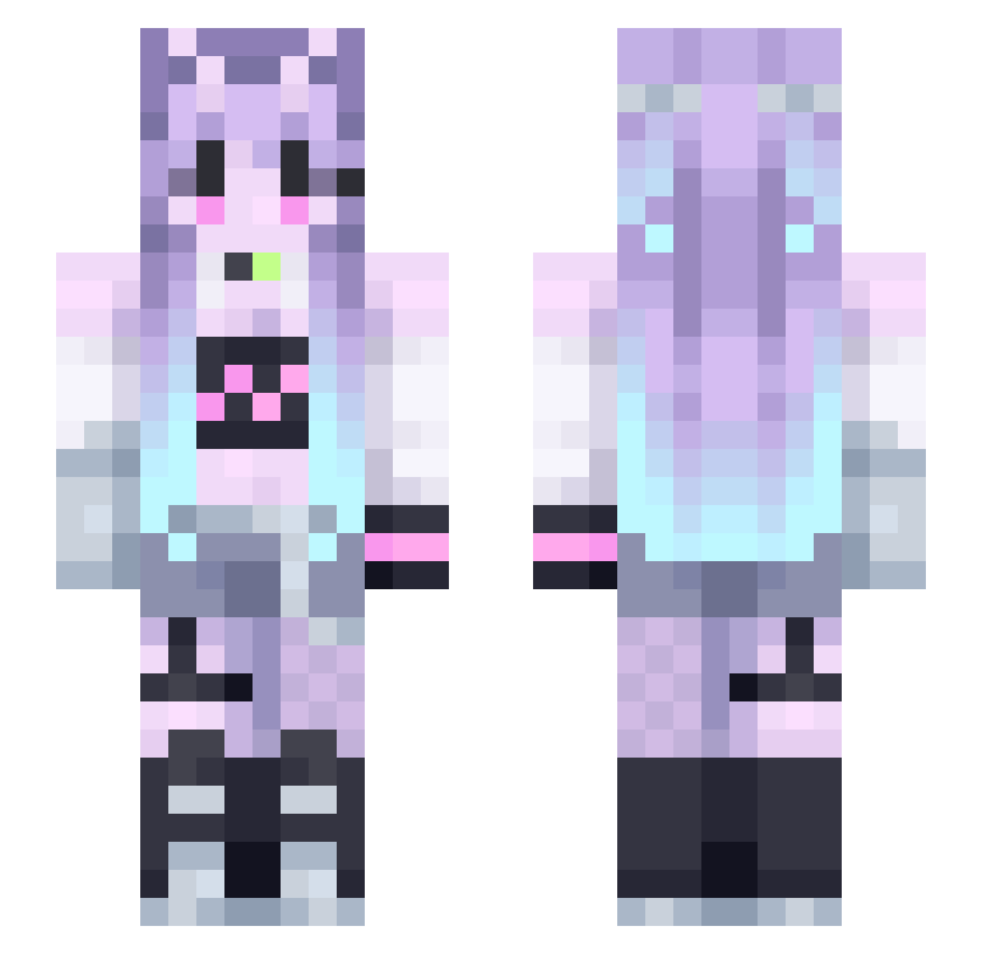 WHITE_0405 Minecraft skin, front and back view