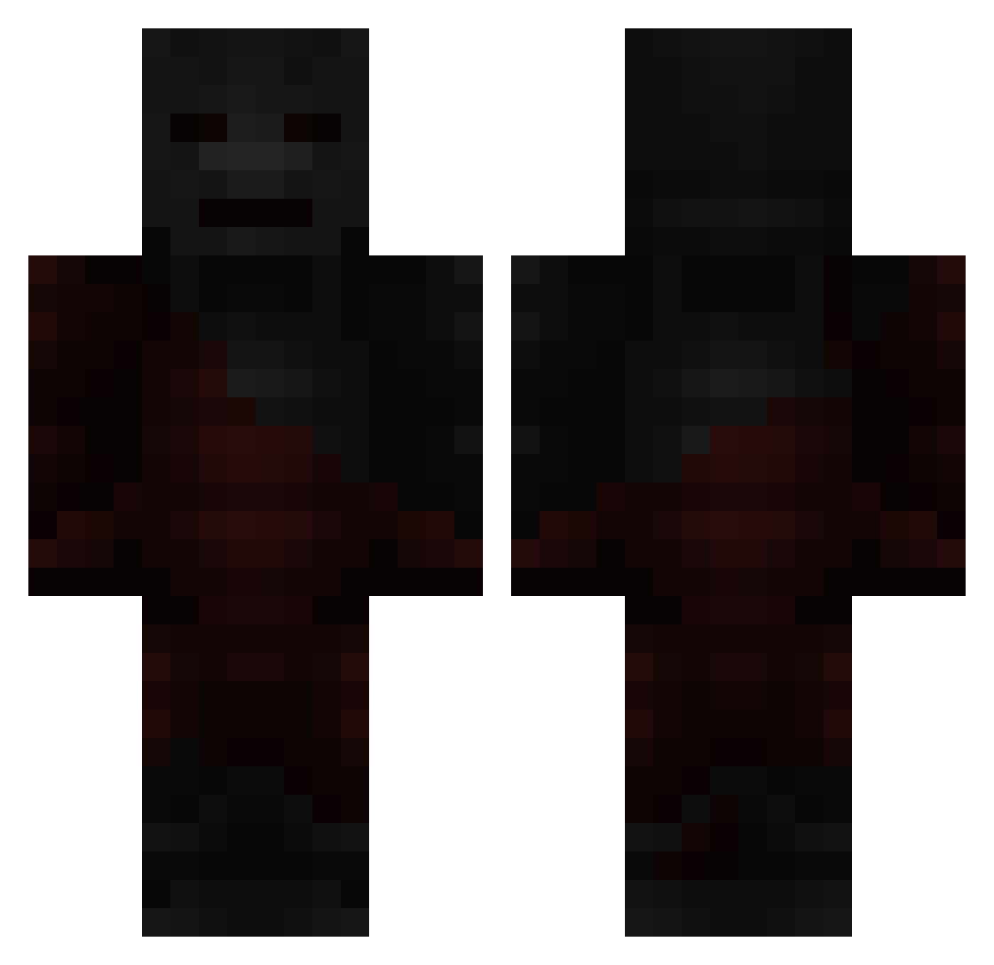 Crumply Minecraft skin, front and back view