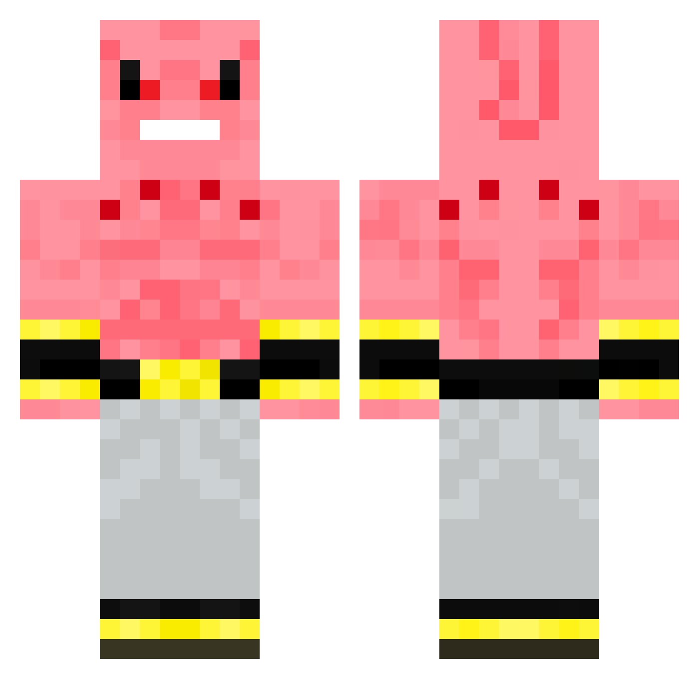 Majiinboo Minecraft skin, front and back view