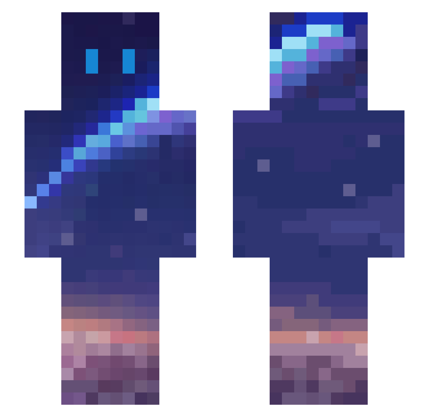 SoloUnity Minecraft skin, front and back view
