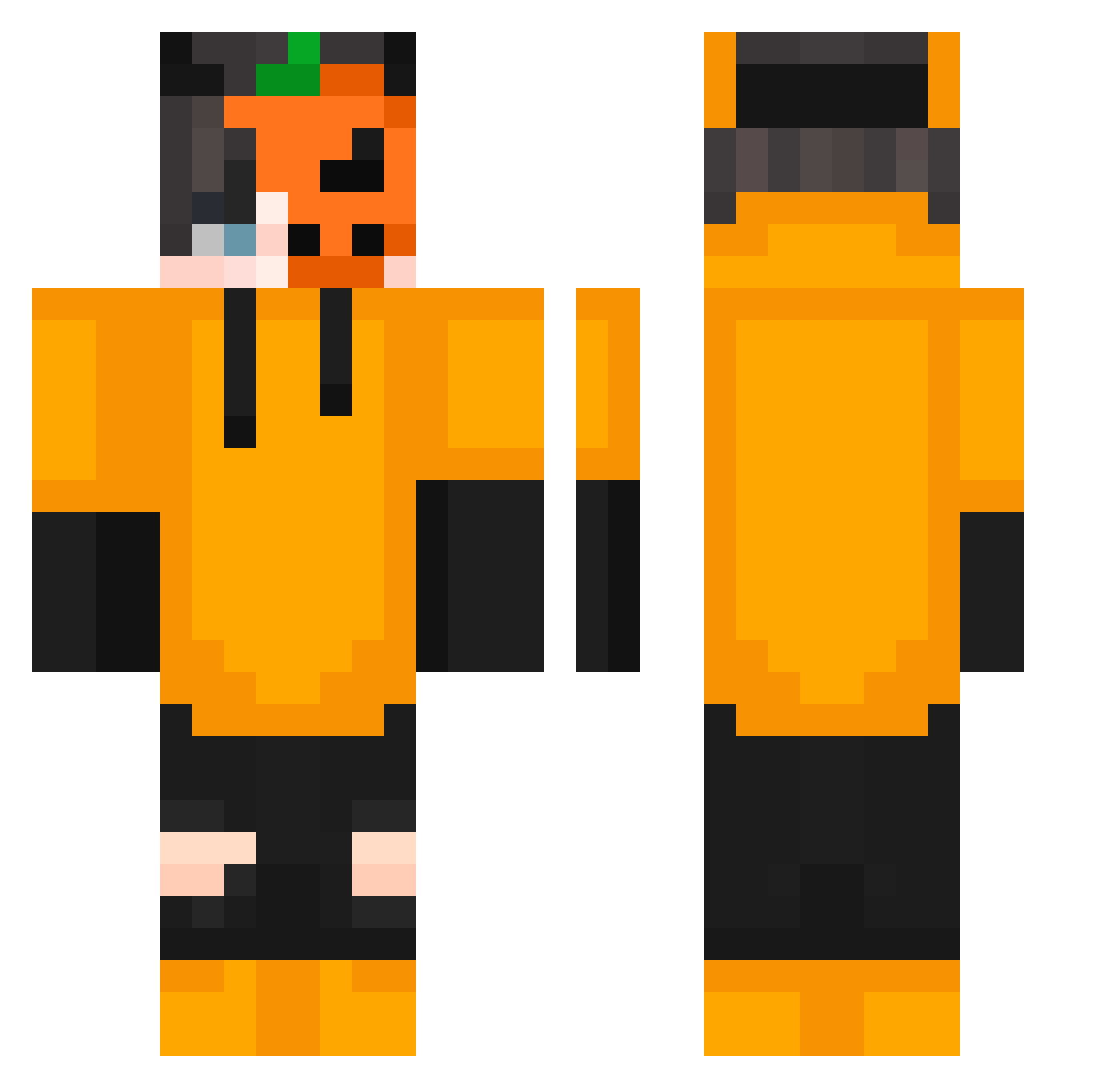 Kurosity Minecraft skin, front and back view
