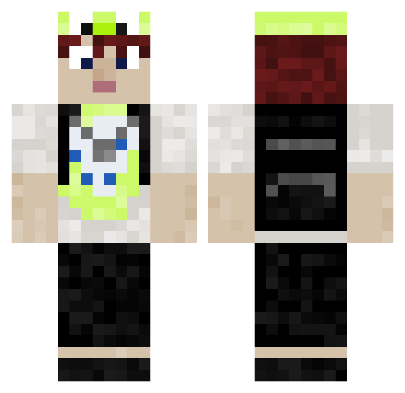Worshippers Minecraft skin, front and back view