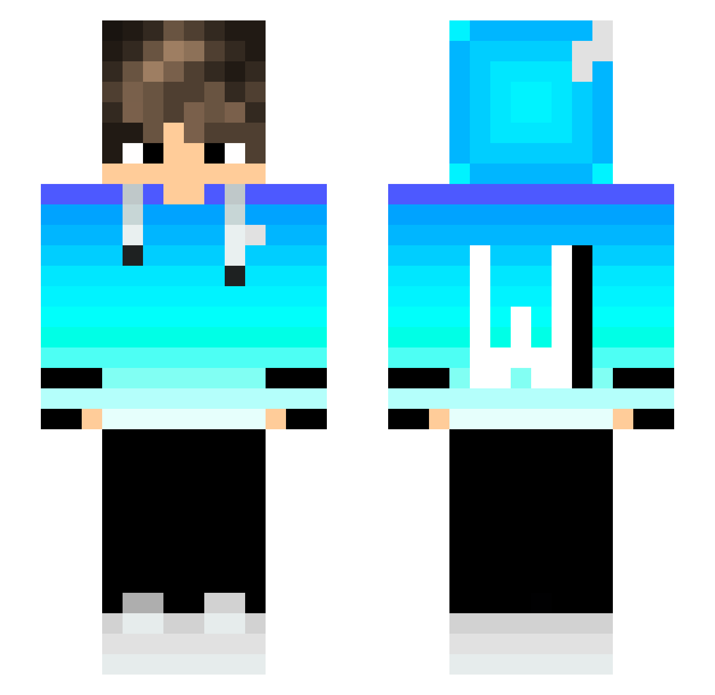 W3rneck Minecraft skin, front and back view