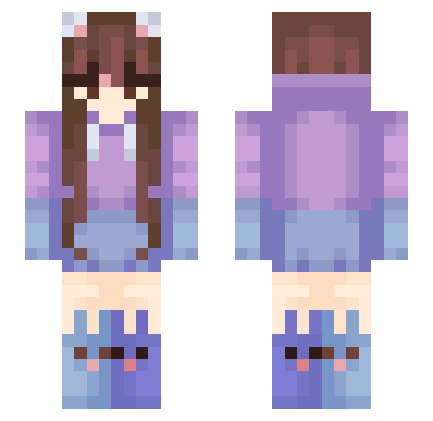 Purrrple_ Minecraft skin, front and back view