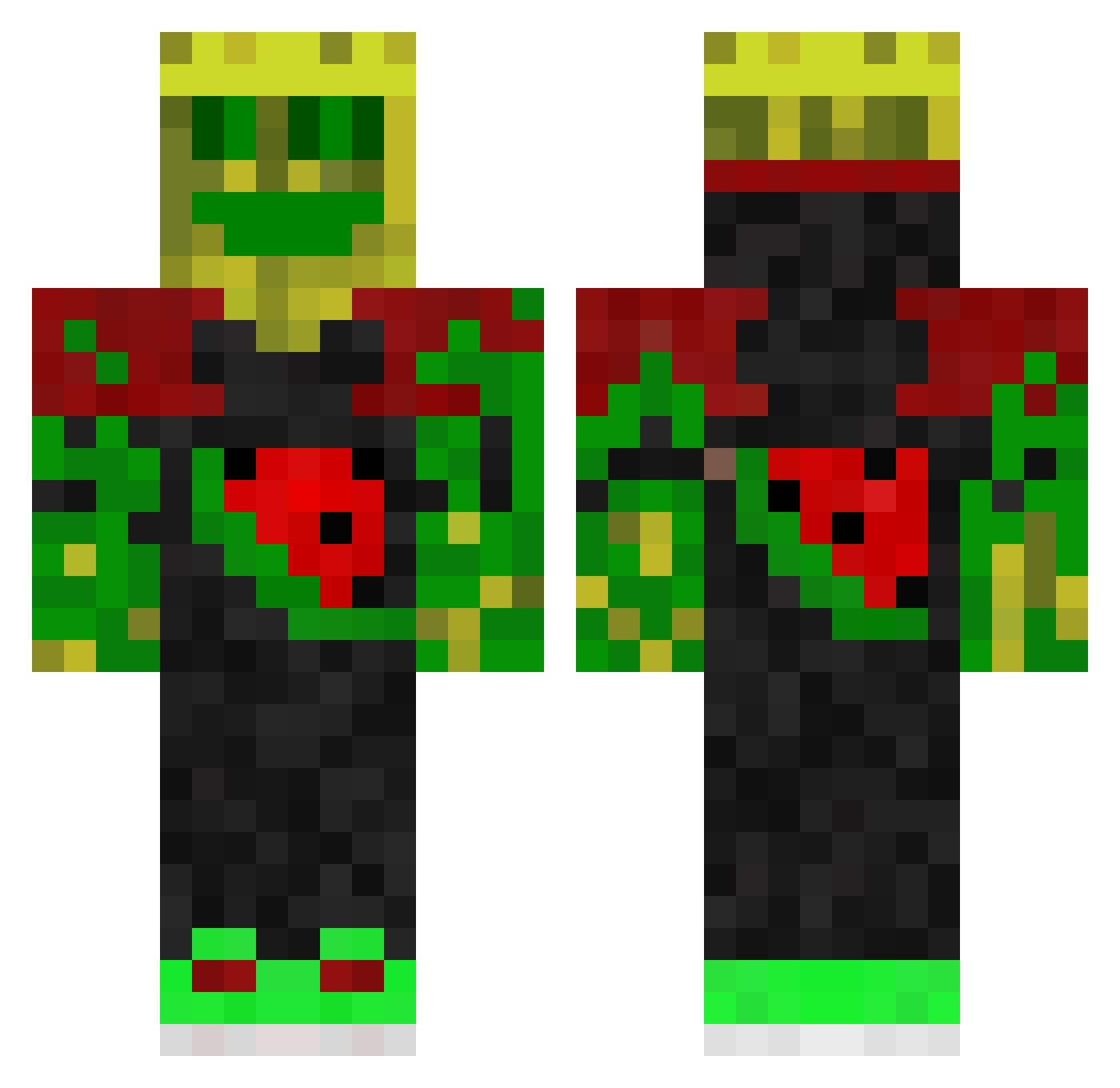 Inedible_Pizza Minecraft skin, front and back view