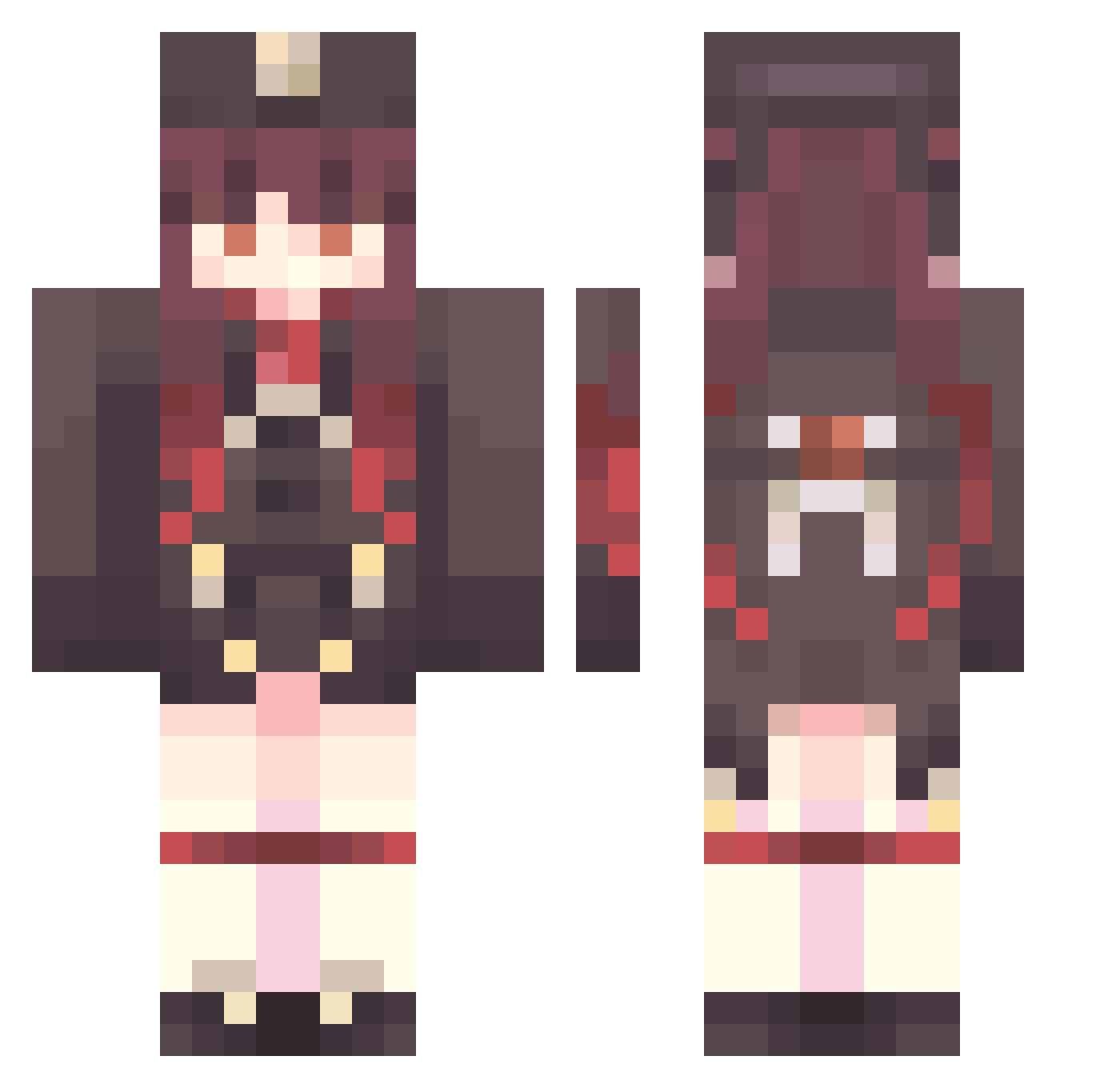 ZetaLand Minecraft skin, front and back view