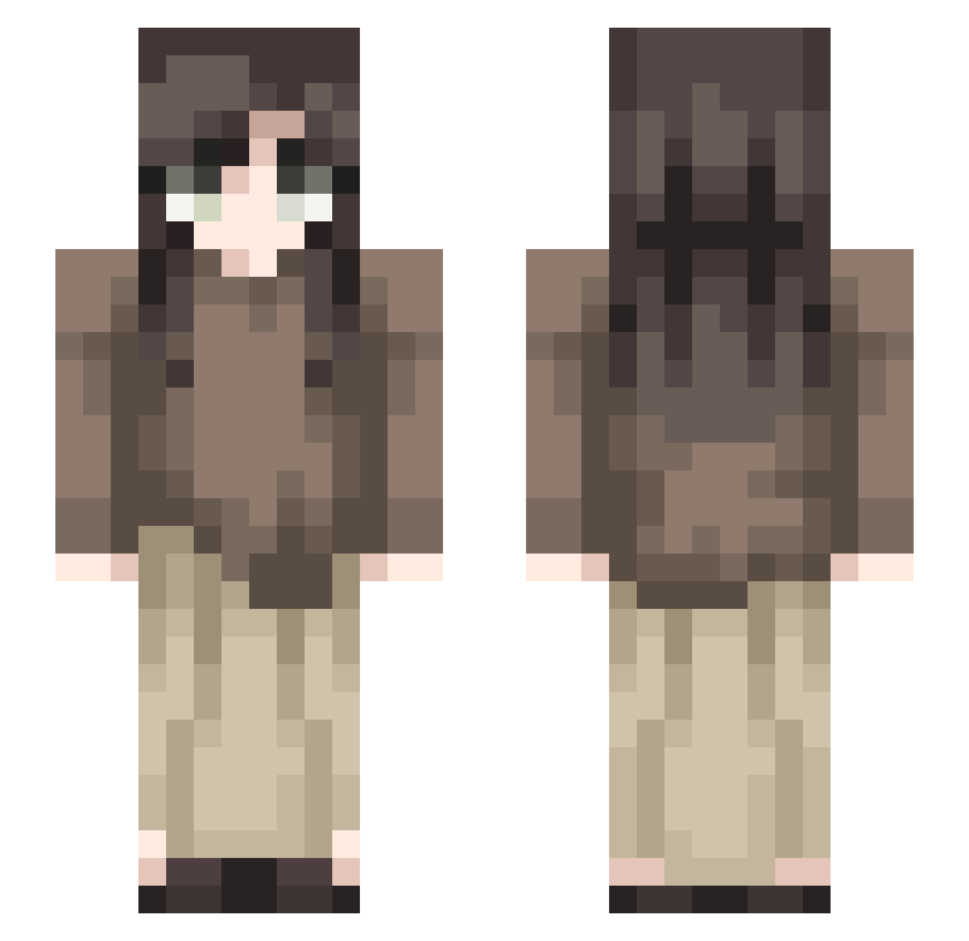 qu1nni Minecraft skin, front and back view