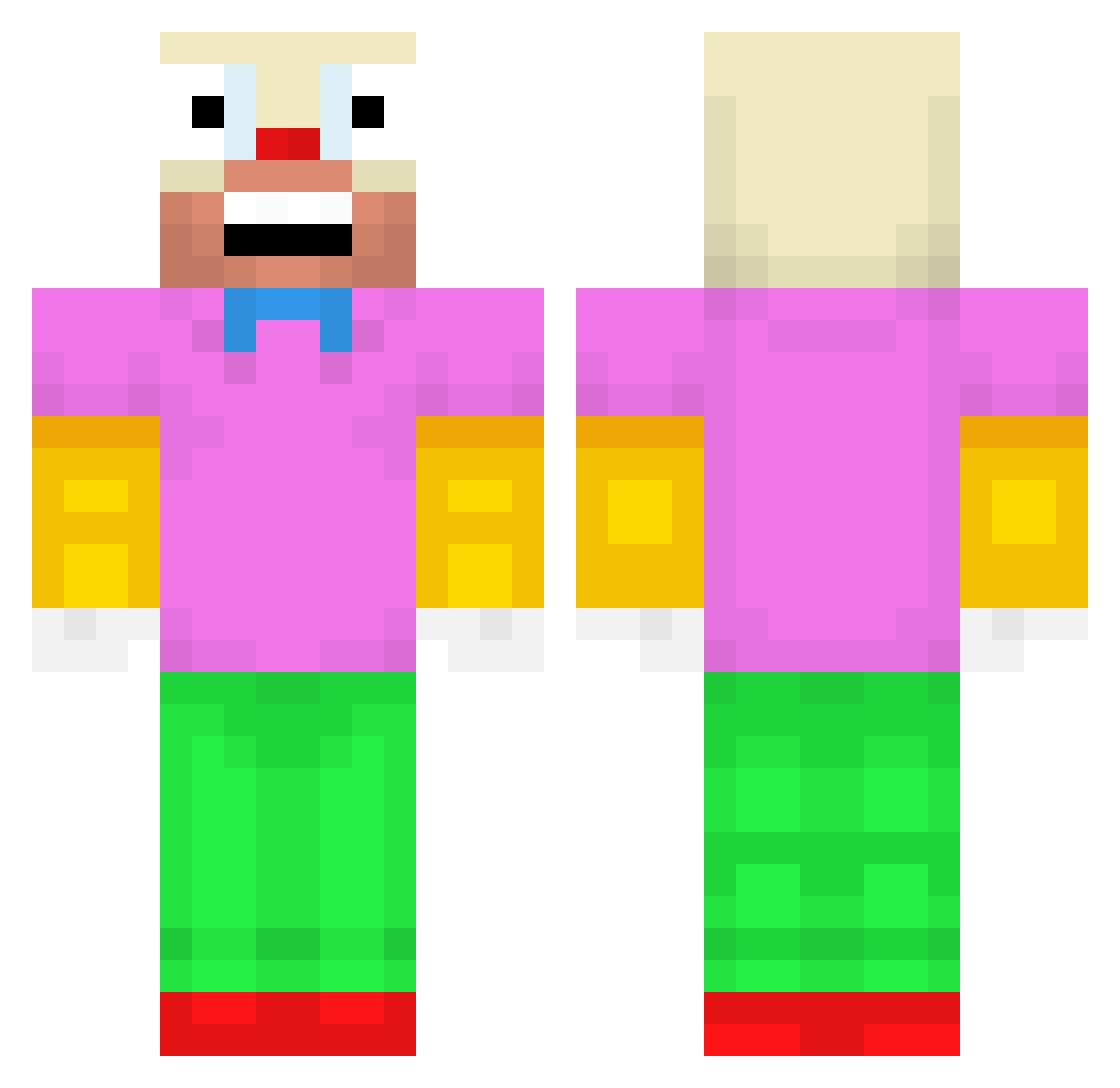 Alchemistry Minecraft skin, front and back view