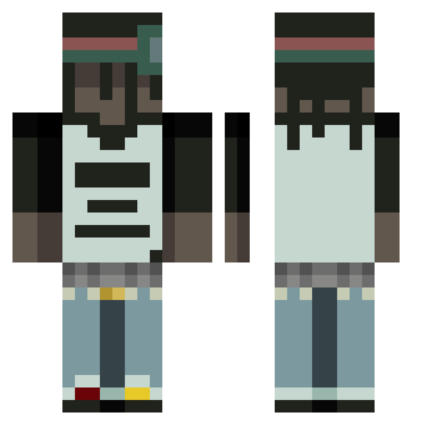 chiefquefs Minecraft skin, front and back view