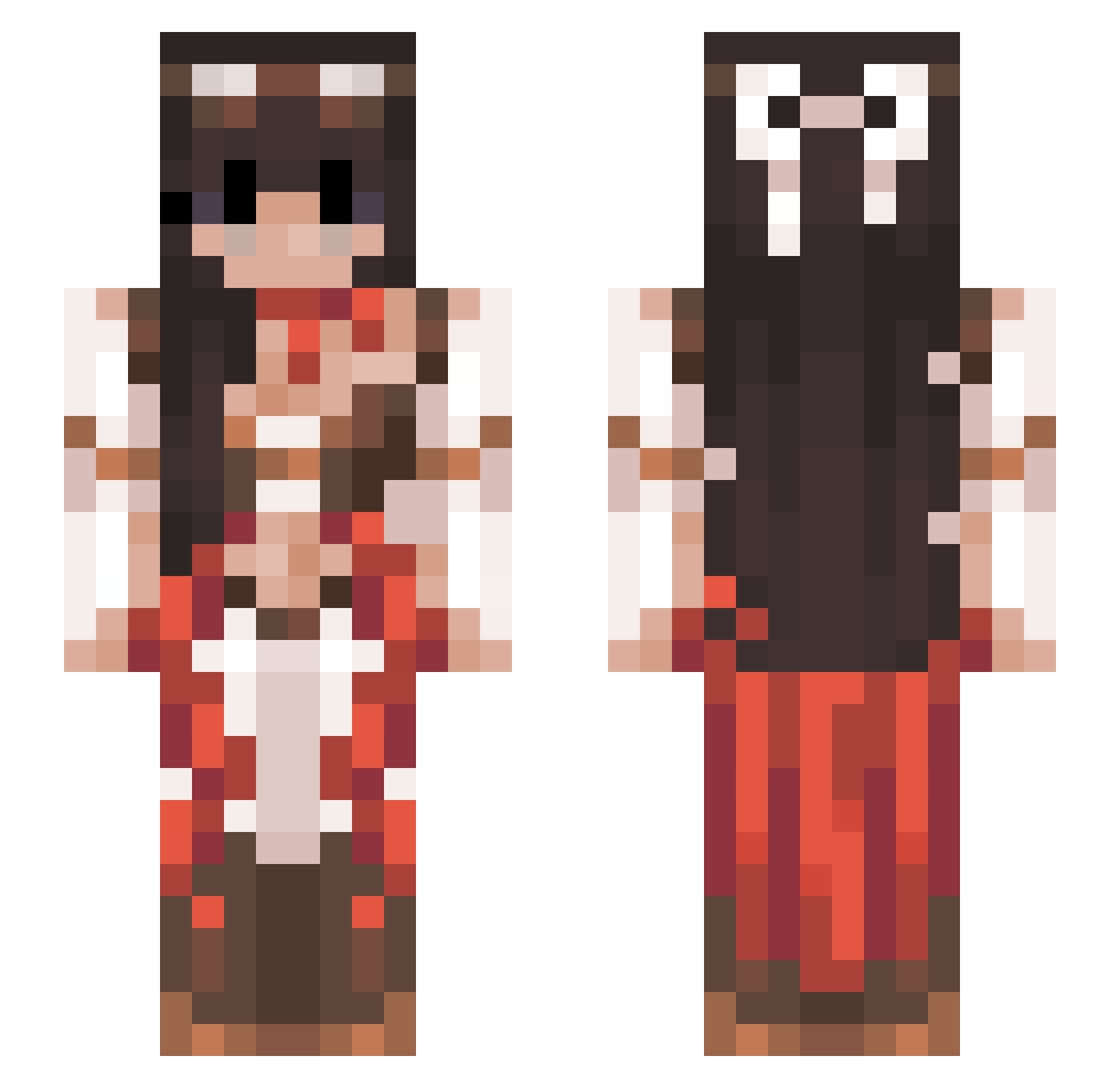 Bennomania Minecraft skin, front and back view