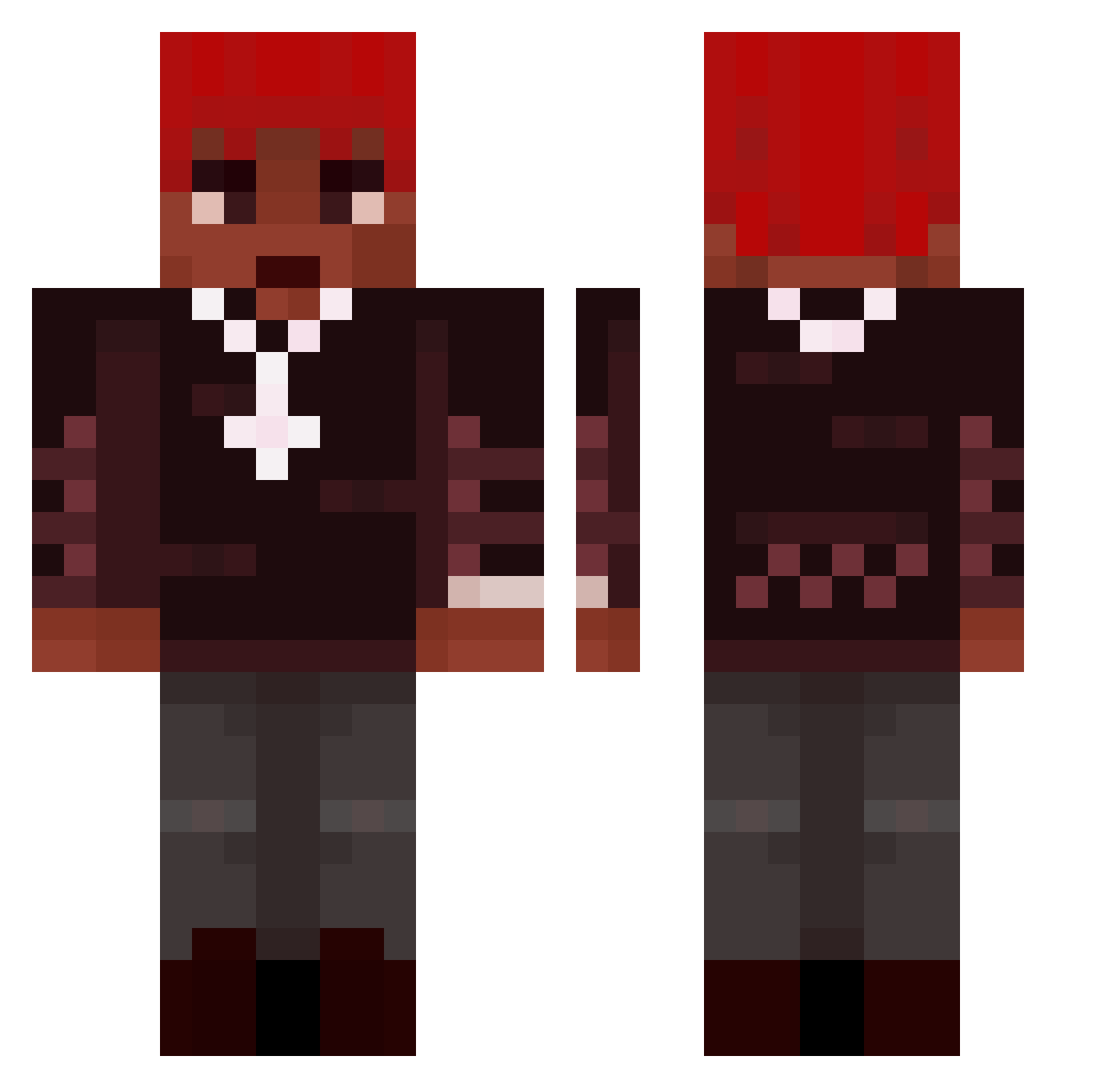 Diablokungen Minecraft skin, front and back view
