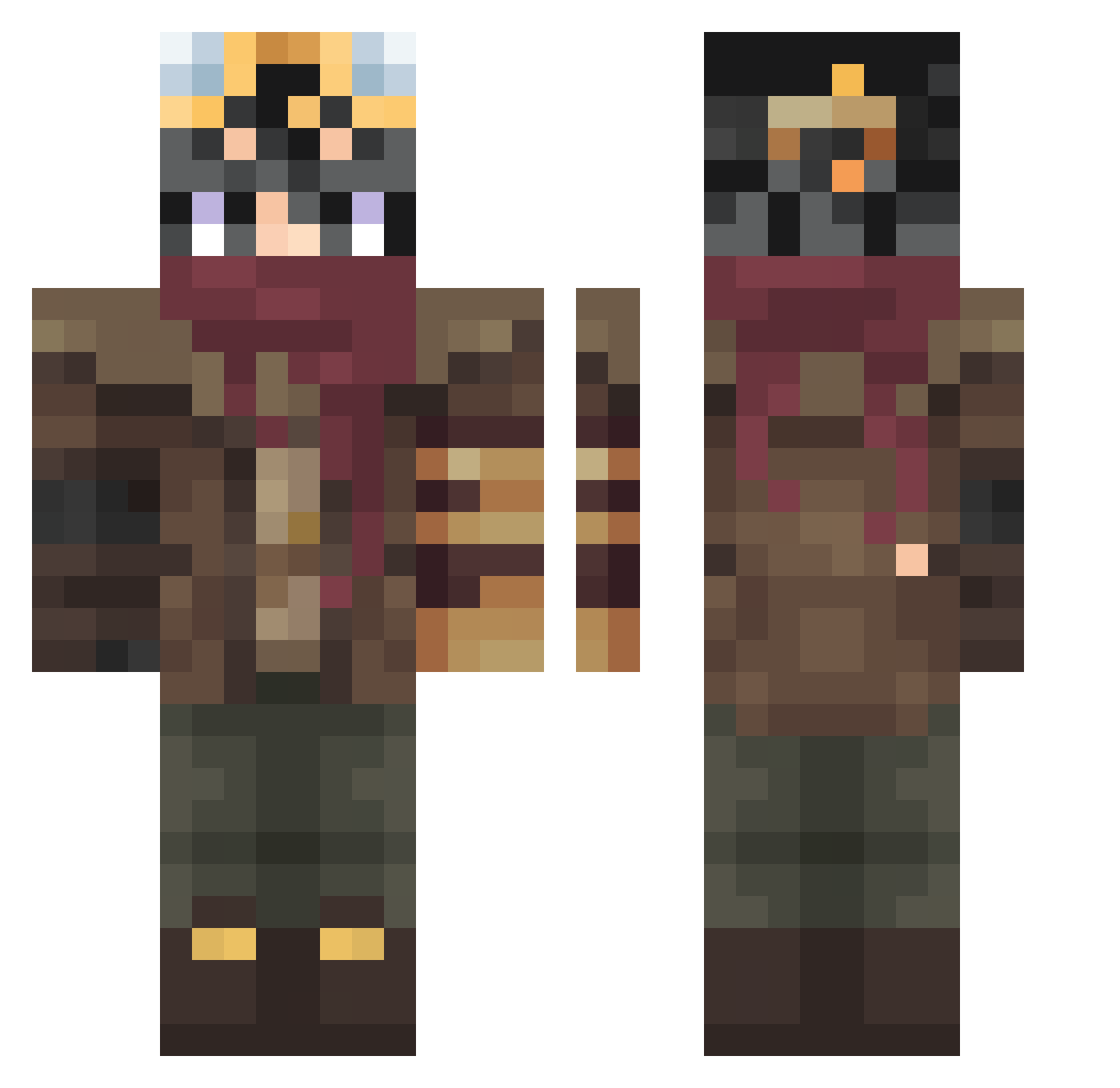 Mafford Minecraft skin, front and back view