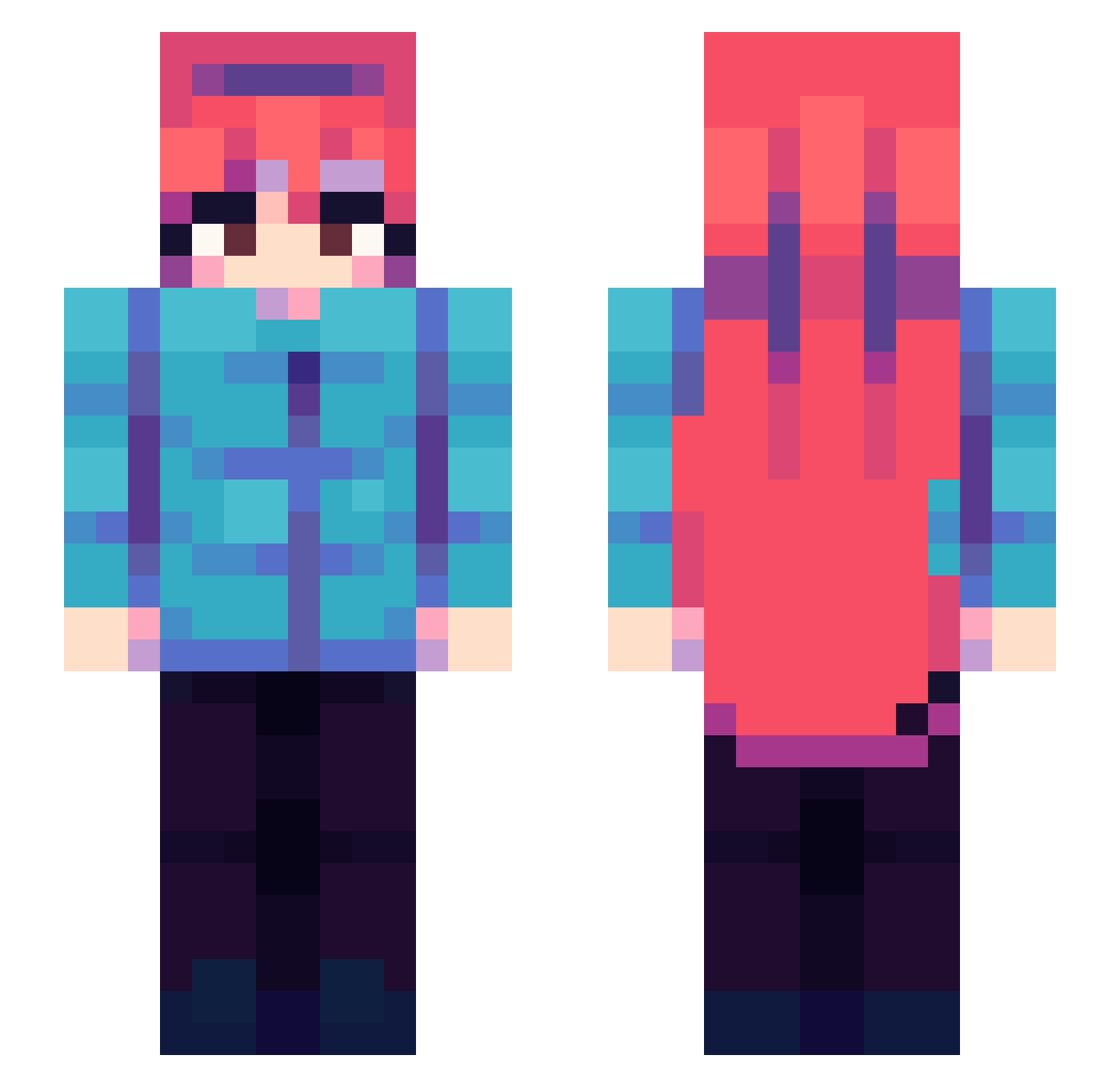 LazyTieffling Minecraft skin, front and back view