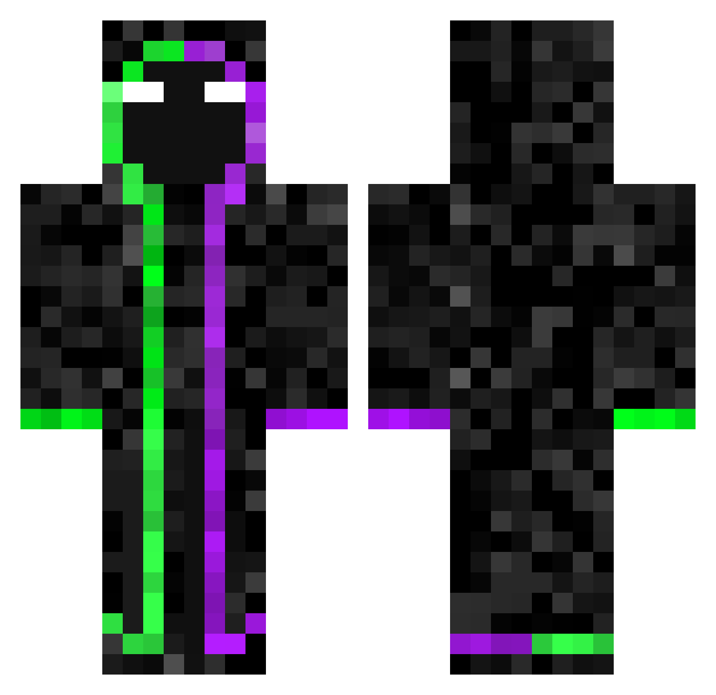 SpookySlime1103 Minecraft skin, front and back view