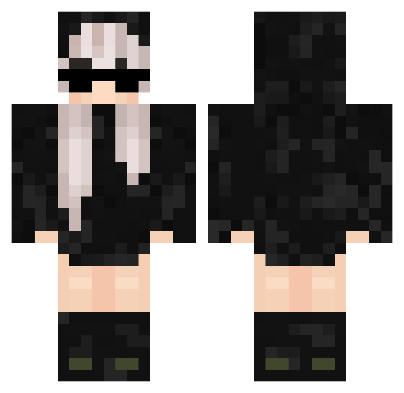 Plette Minecraft skin, front and back view