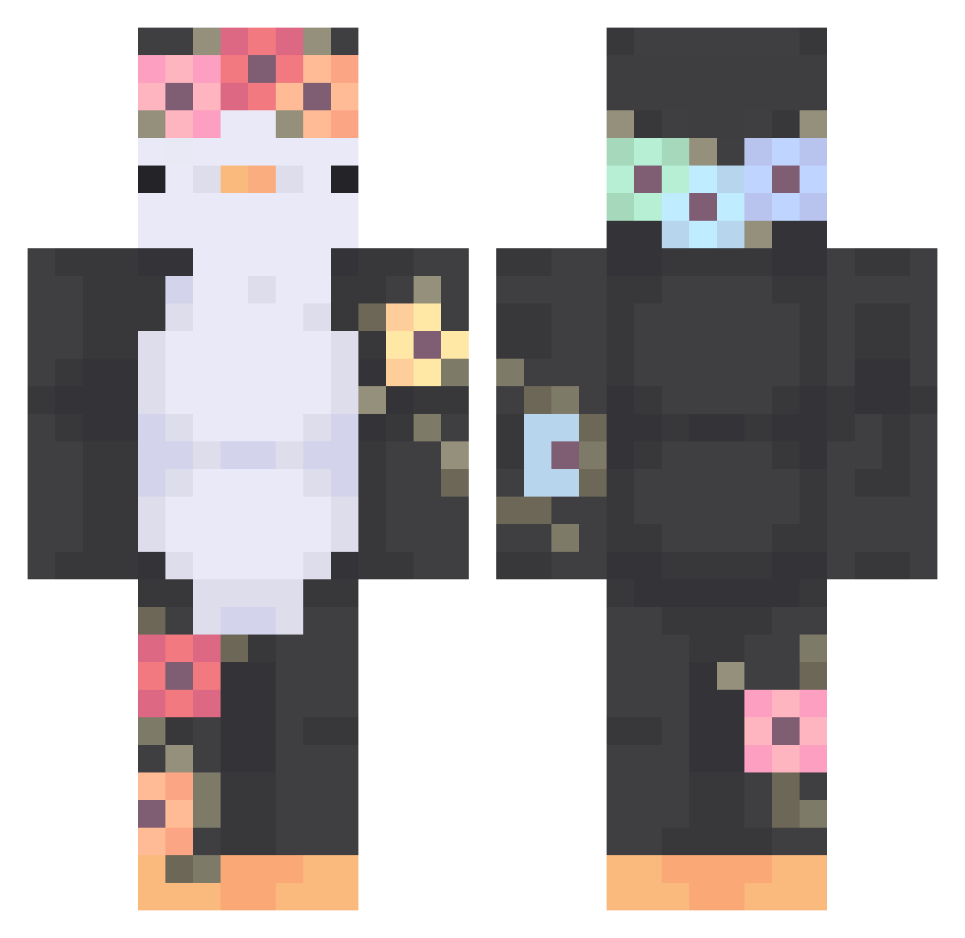Jodi Minecraft skin, front and back view