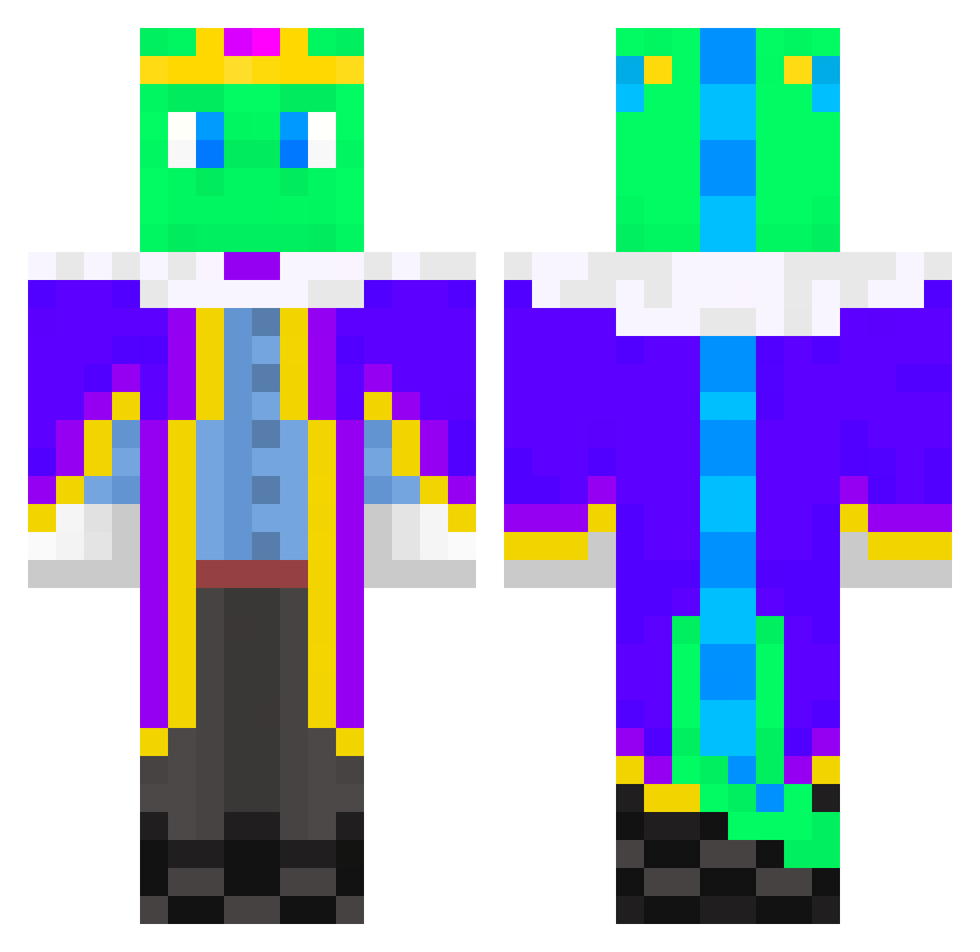 GravityTizer Minecraft skin, front and back view
