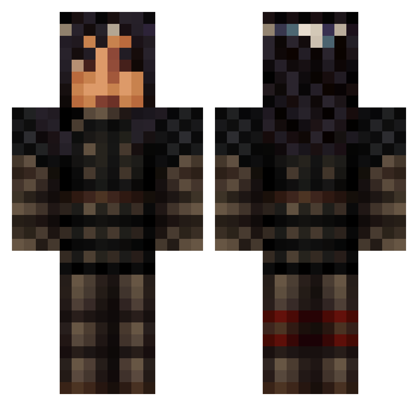 Brigandry Minecraft skin, front and back view