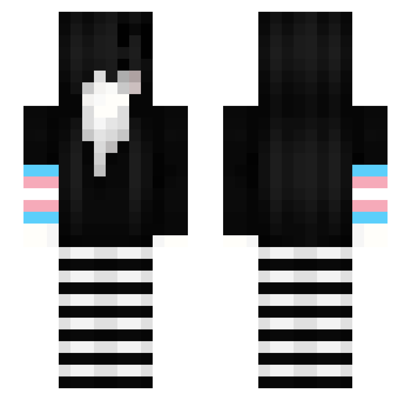 CheeseMiku Minecraft skin, front and back view
