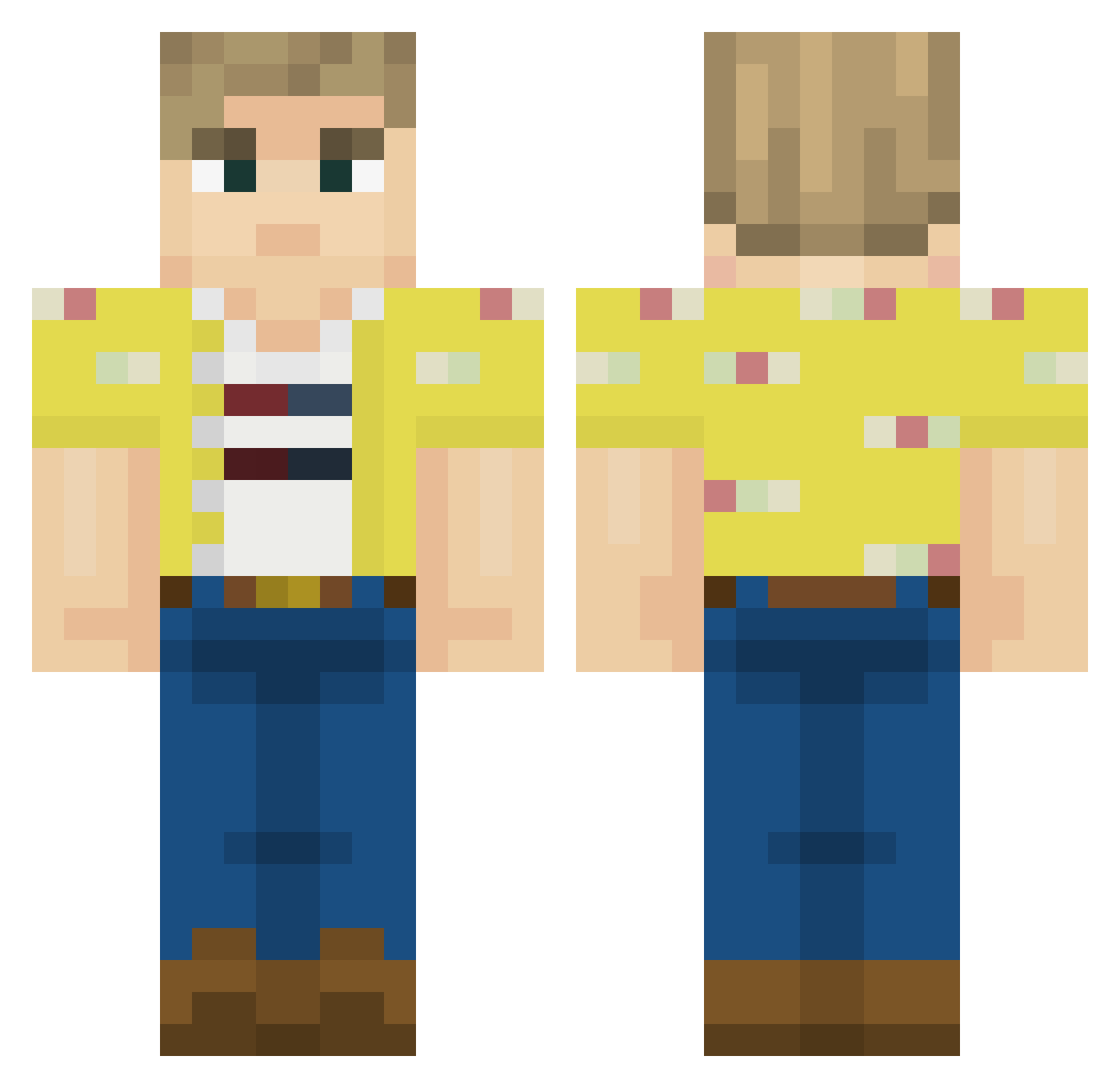 extobyte Minecraft skin, front and back view
