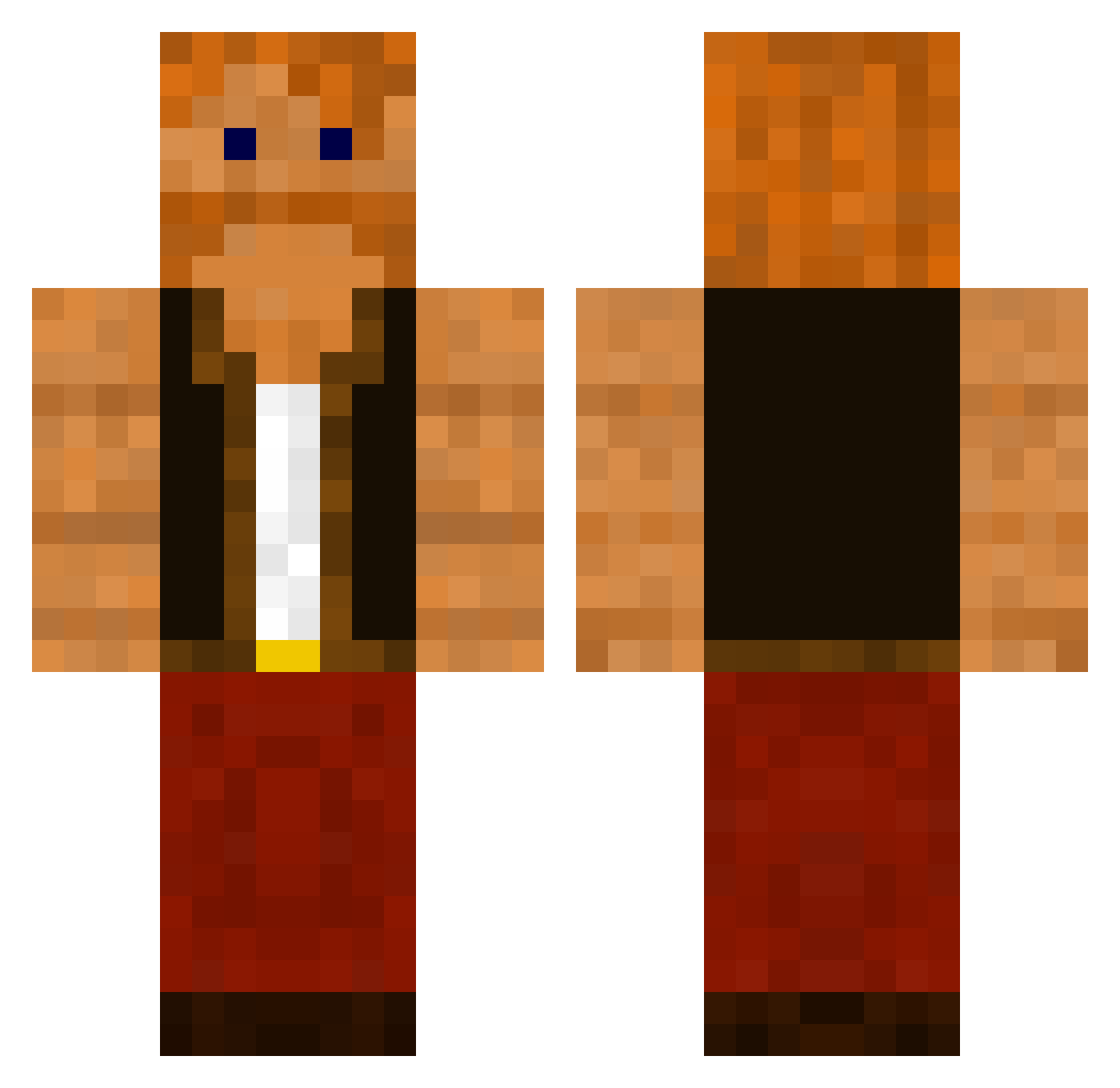 Plattnerite Minecraft skin, front and back view