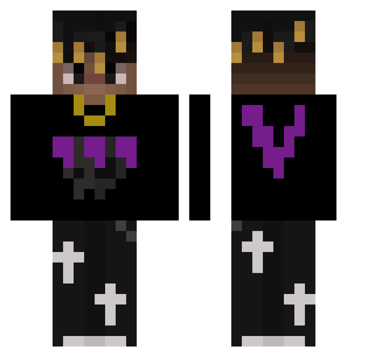 xaoa Minecraft skin, front and back view