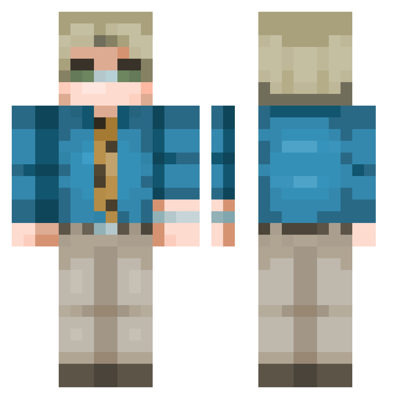 TheParanoidRiot Minecraft skin, front and back view