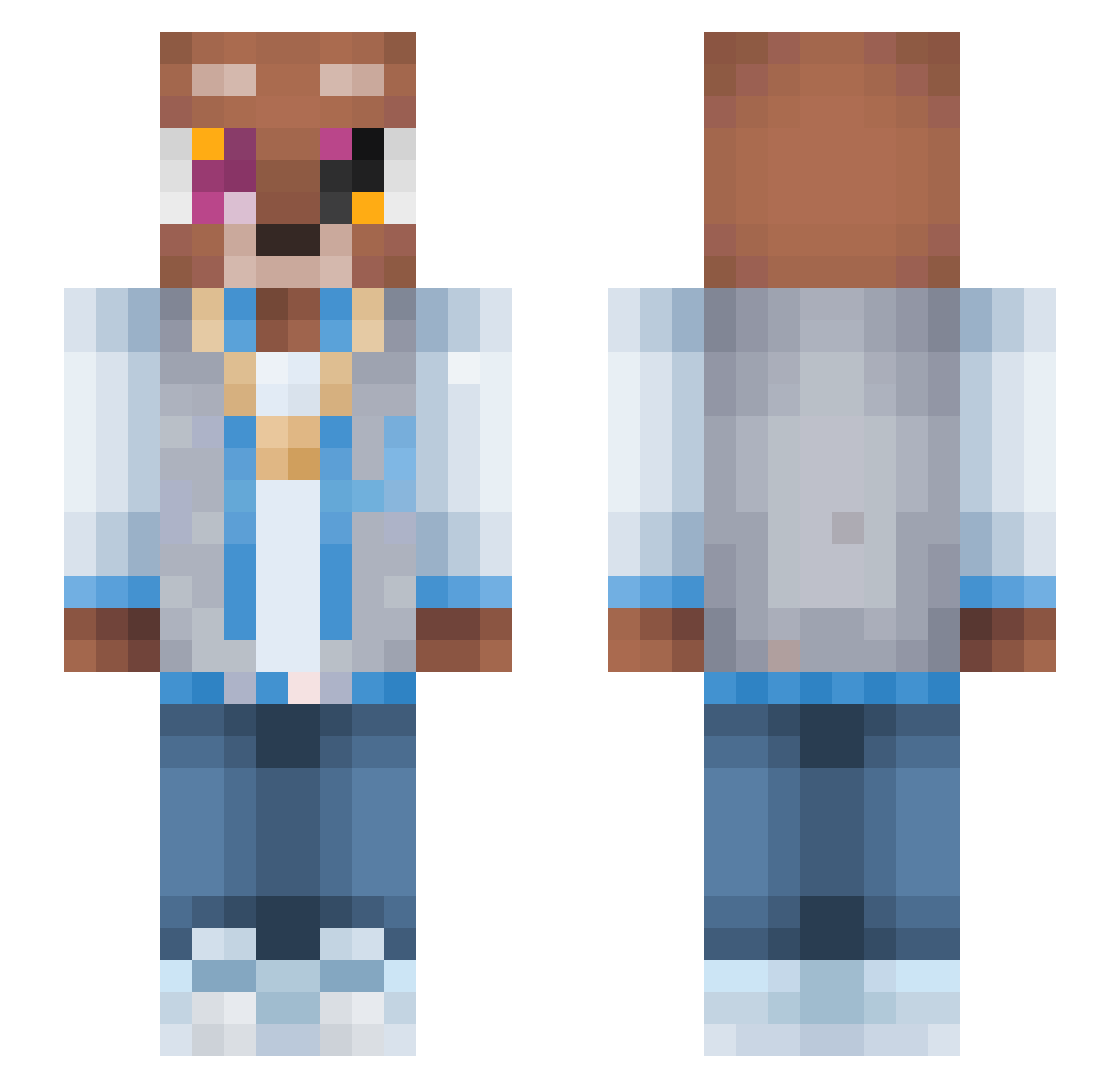 Warnel Minecraft skin, front and back view