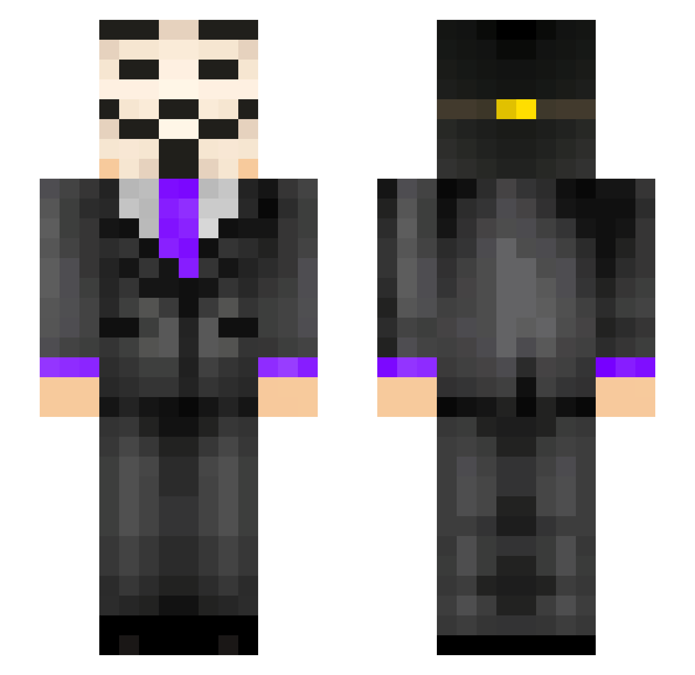 St3fCrash Minecraft skin, front and back view