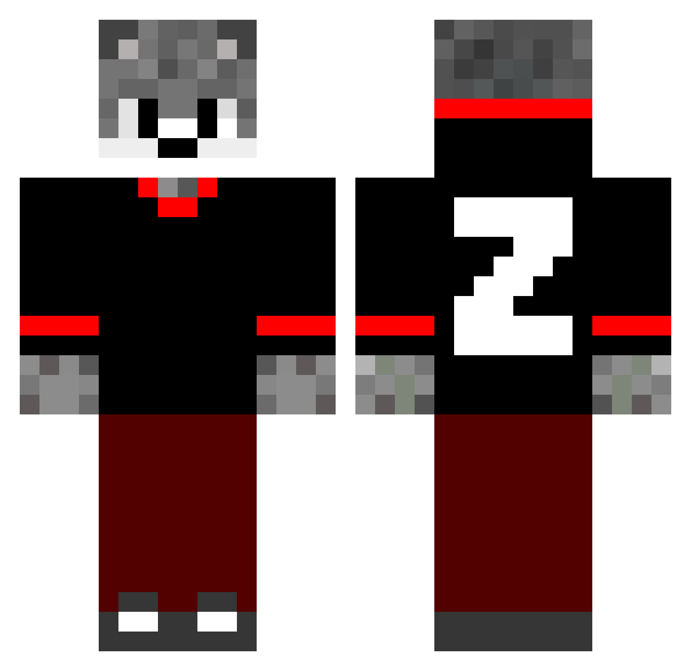 ZZeKK Minecraft skin, front and back view