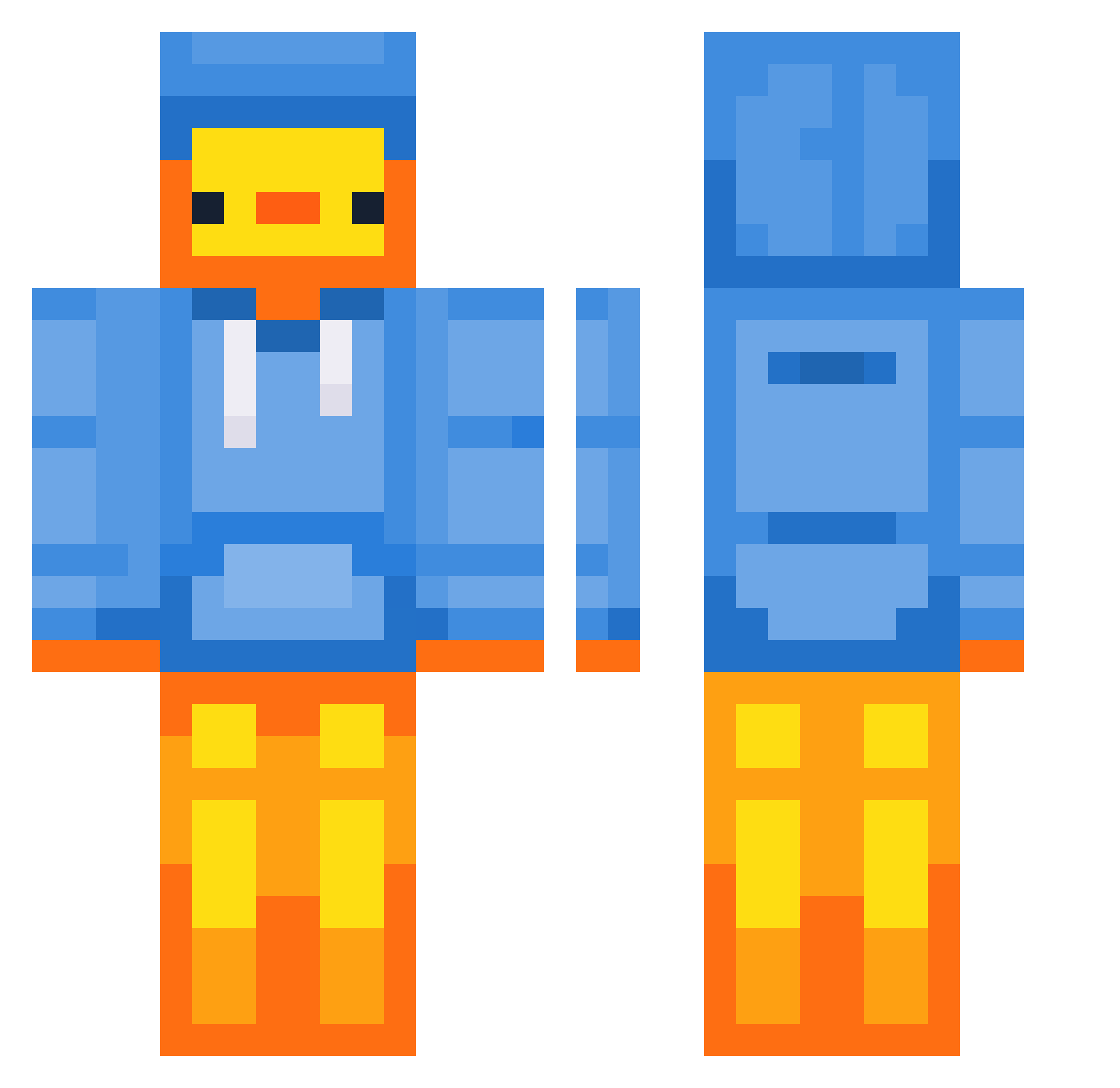 Yoc111 Minecraft skin, front and back view