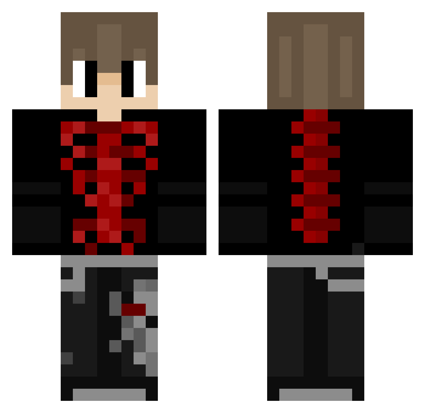 MV4WRD Minecraft skin, front and back view