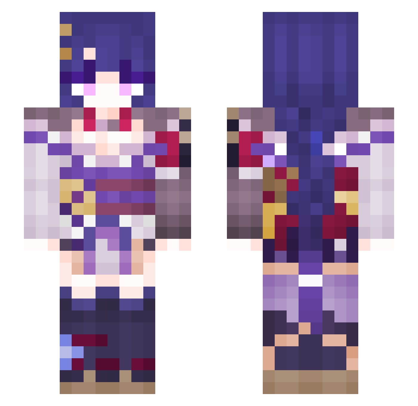Gilnelise Minecraft skin, front and back view