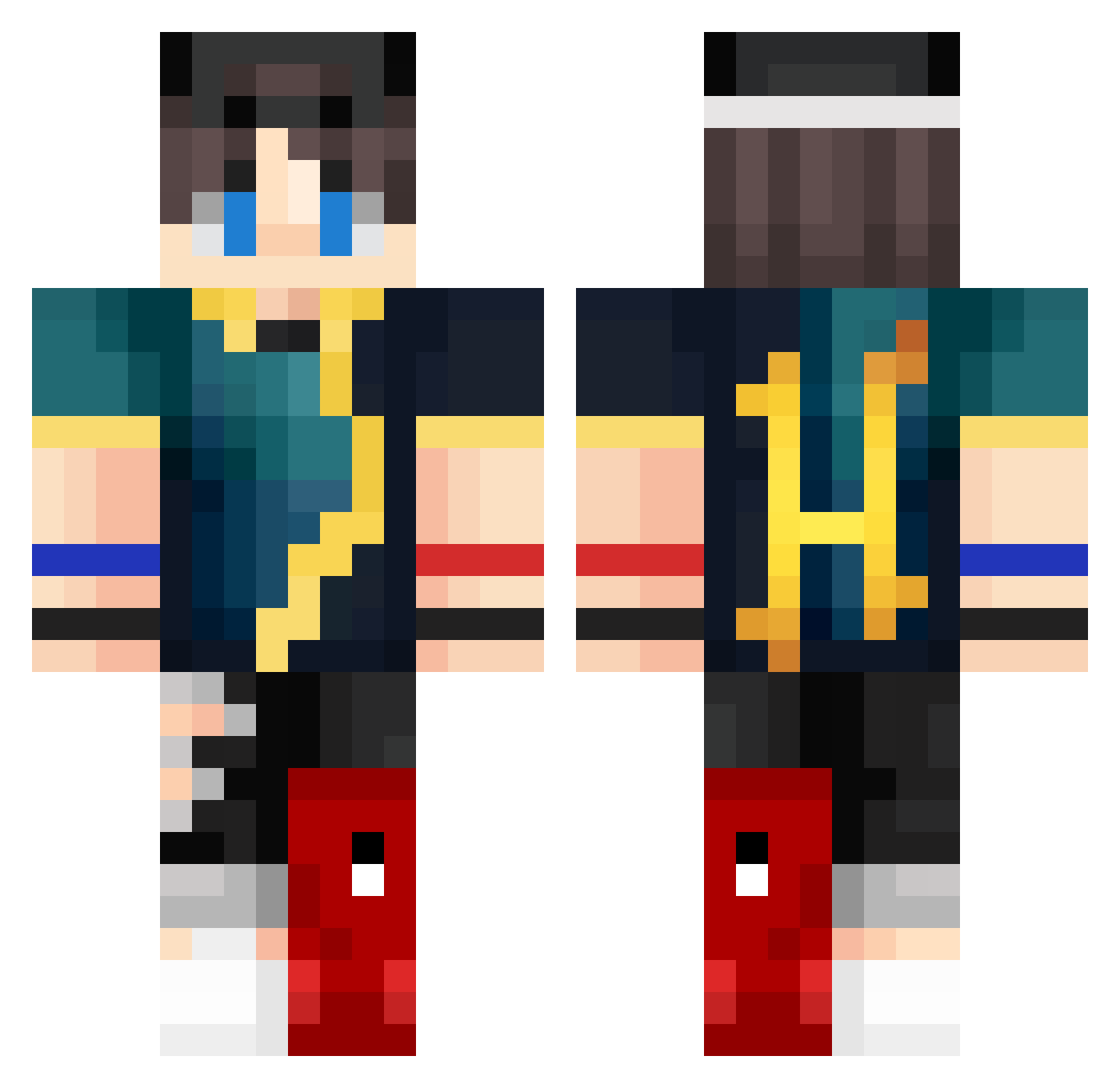 StoryTimeWithHx Minecraft skin, front and back view