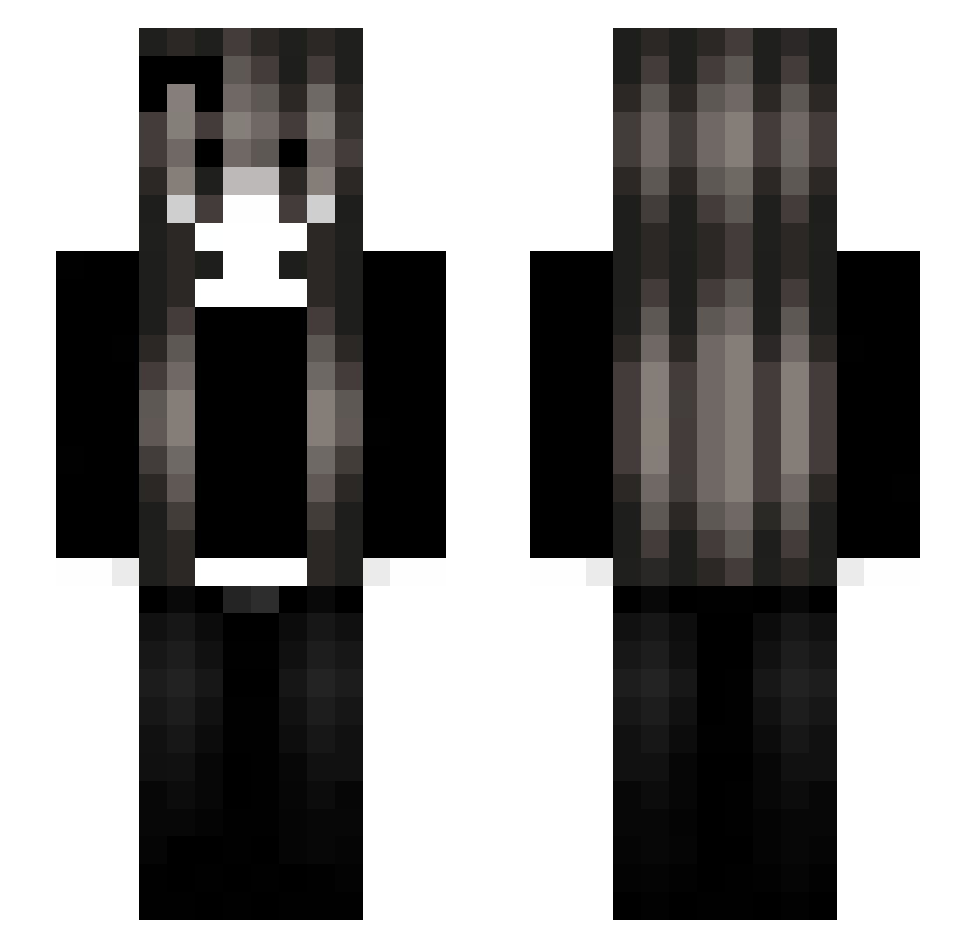 Unwithering Minecraft skin, front and back view