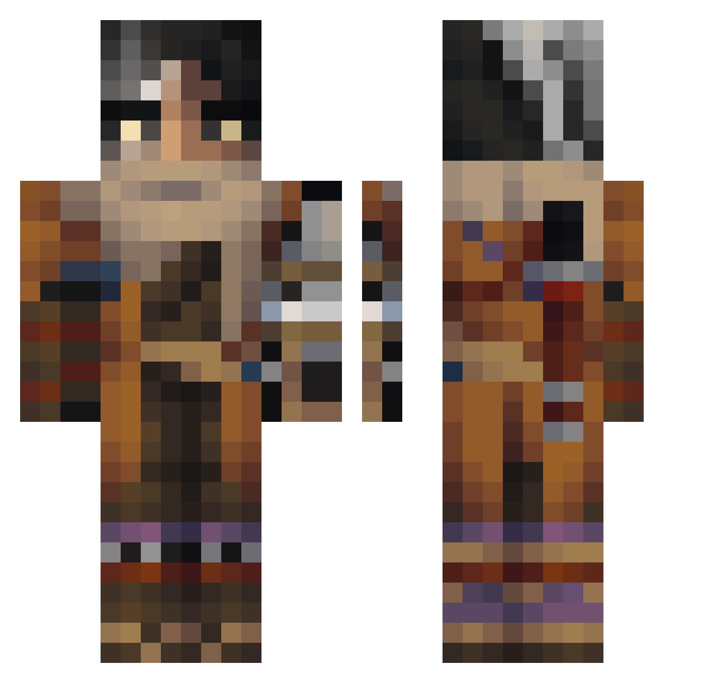 kayn02 Minecraft skin, front and back view