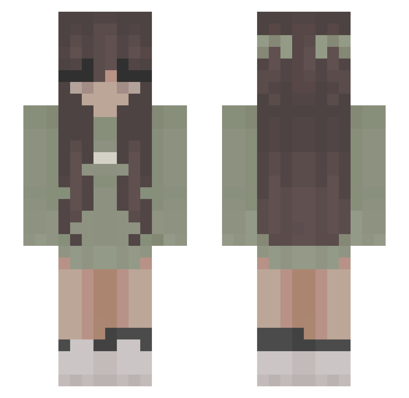 ruwr Minecraft skin, front and back view