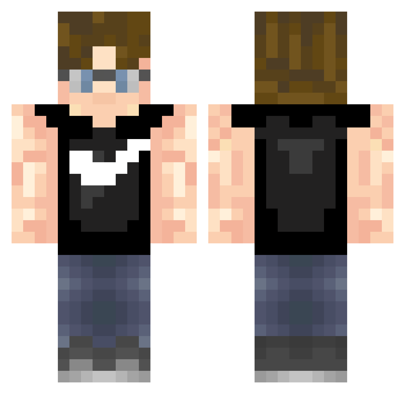 xSNate Minecraft skin, front and back view