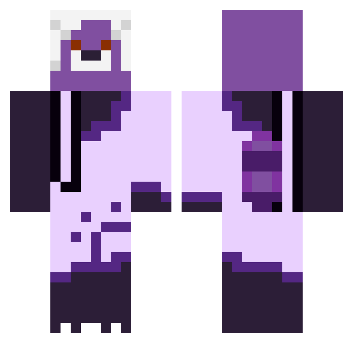 EchoVEVO Minecraft skin, front and back view